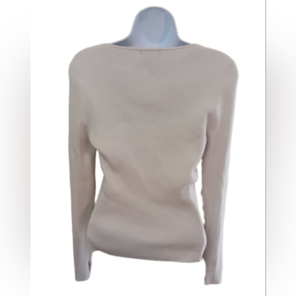 Cream Ribbed Square Neck Sweater - Picture 2 of 6